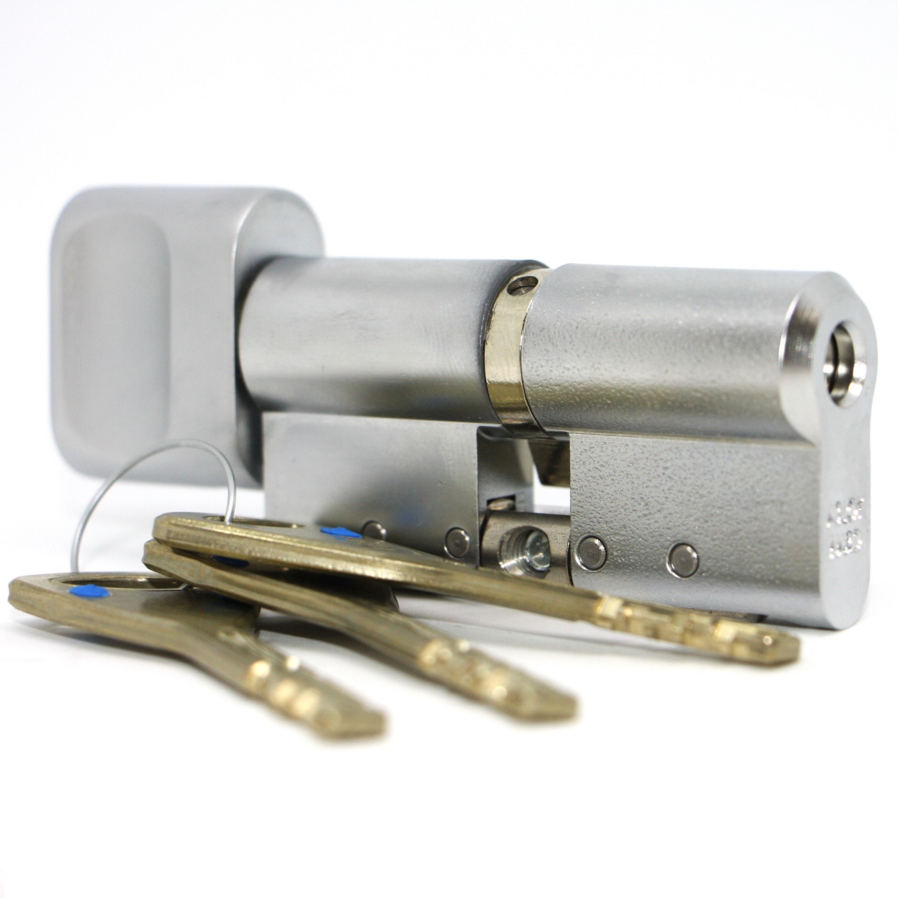 CY 333 N  satin chrome/ цилиндр ключ+поворотная кнопка (закаленная сталь) от производителя Аблой