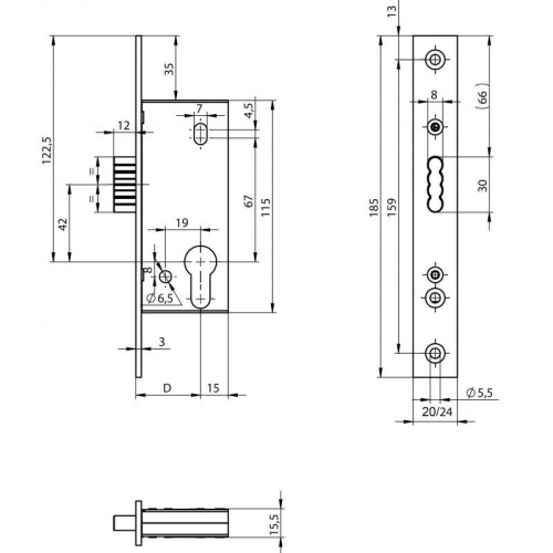 Assa Abloy N1503-PF1 /30/24 корпус врезного замка от компании Аблой за 6 622 руб.