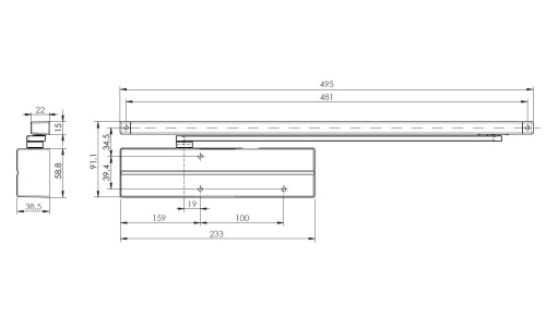 Assa Abloy DC 150/111500   silver/ доводчик для внутренних дверей с макс весом 80 кг от компании Аблой за 8 810 руб.